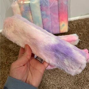 Colorful Tie Dye Faux Fur Pencil or Cosmetic Case